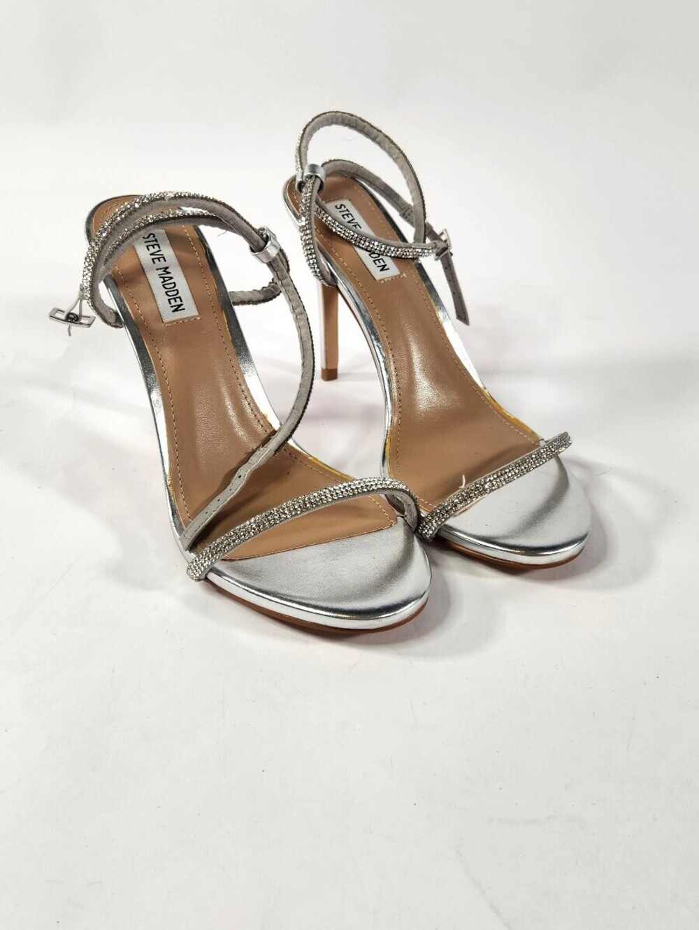 Steve Madden Silver Rhinestone Stiletto Sandals Size 8.5